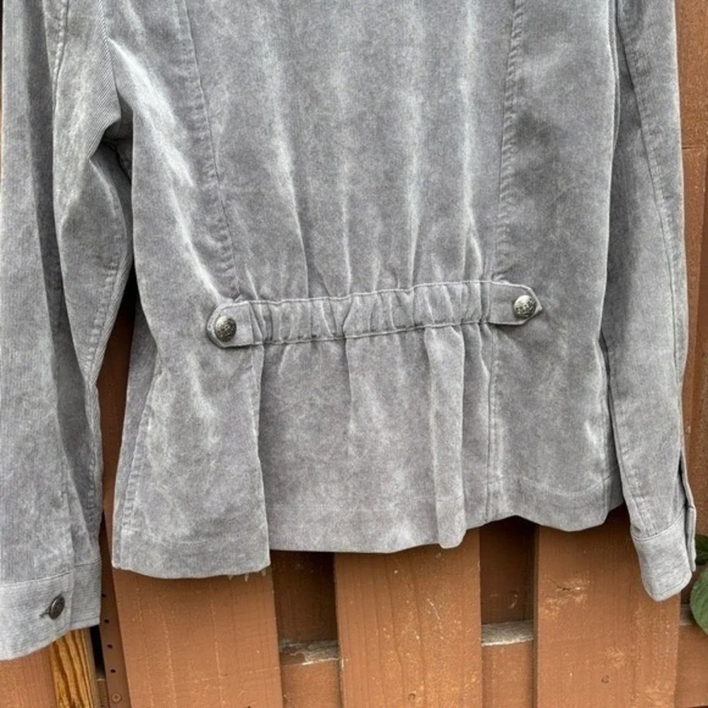 Christopher & Banks Women's SZ Medium Gray Mini Cord Velour Light‎ Jacket Fall